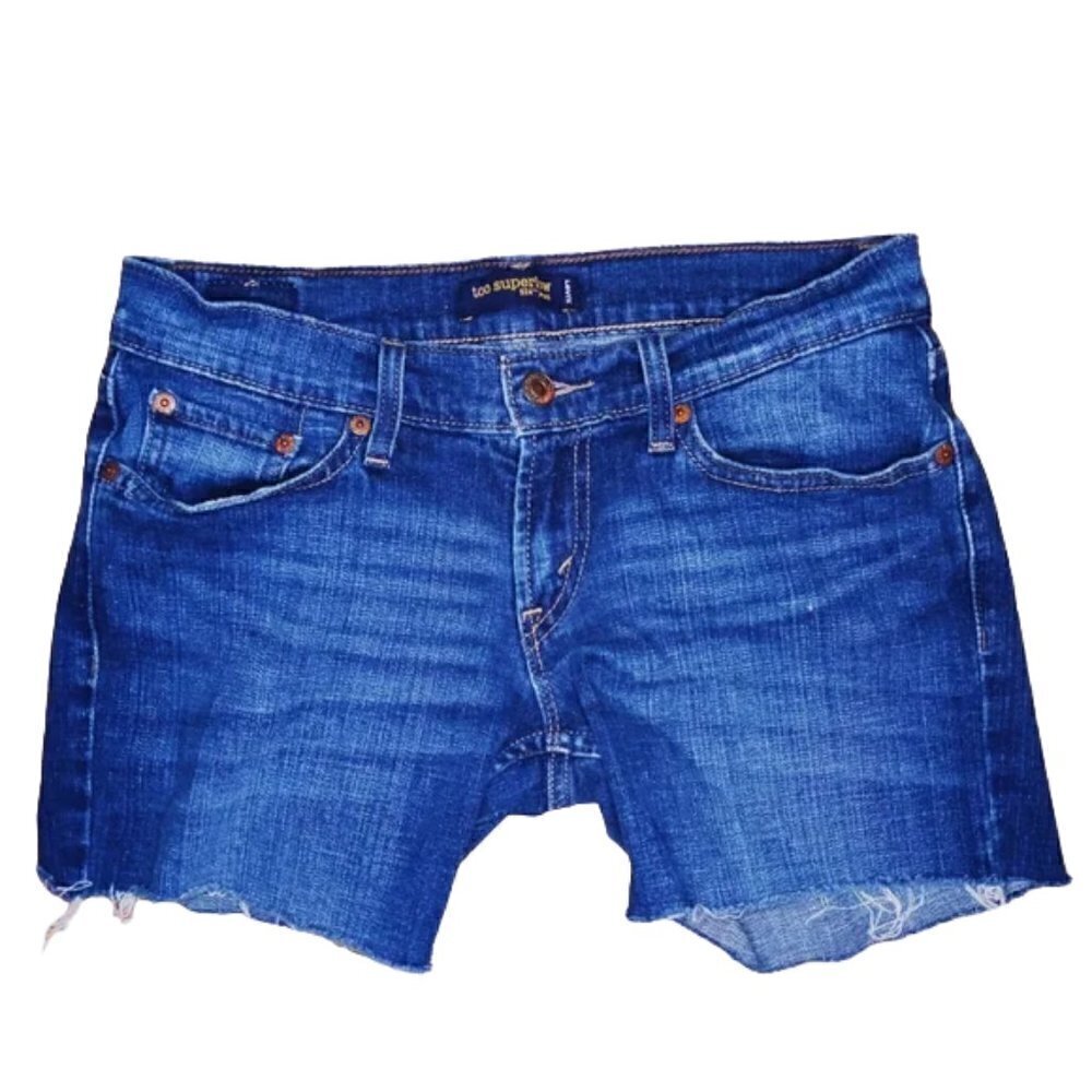 LEVI'S BLUE RIPPED JEAN SHORTS
